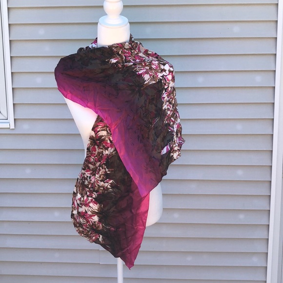Cynthia rowley pink/brown 100% silk scarf - Picture 1 of 3